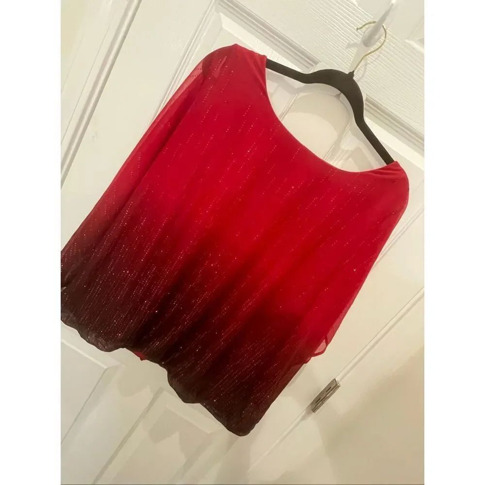 CB established 1962 women’s dressy red black blouse XL NWT